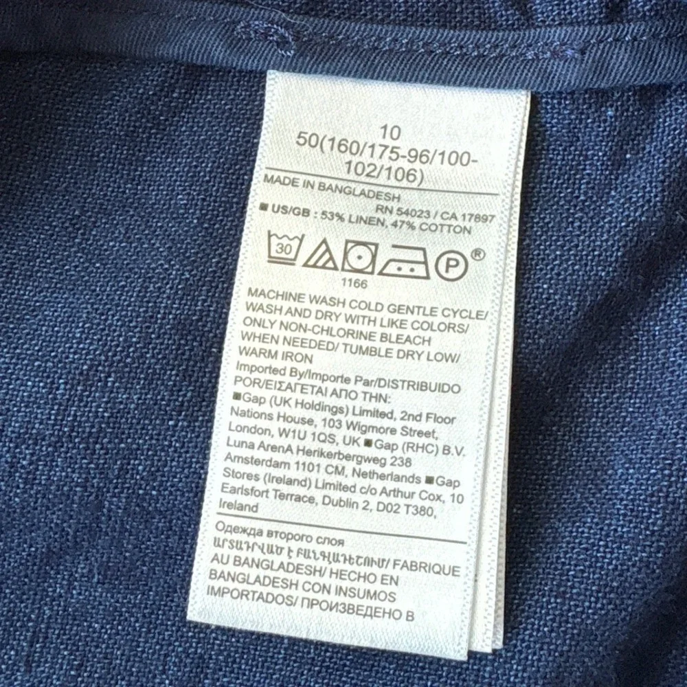 Banana Republic Blue Linen Cotton Halter Button Front Romper Size 10 Preppy